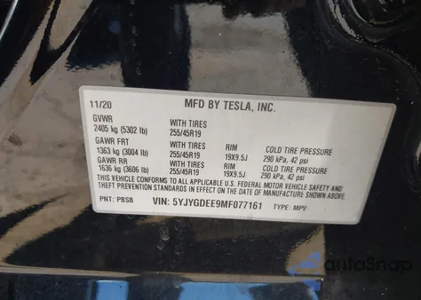 2021 Tesla Model Y Long Range Dual Motor All-Wheel Drive from USA, damaged, VIN 5YJYGDEE9MF077161